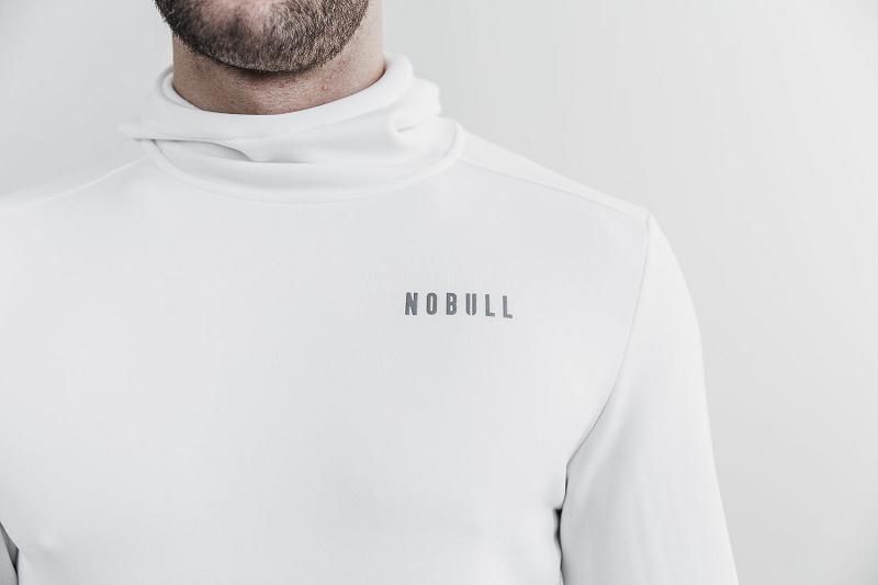 White Nobull Performance Pullover Men's Hoodie | CA G1569S